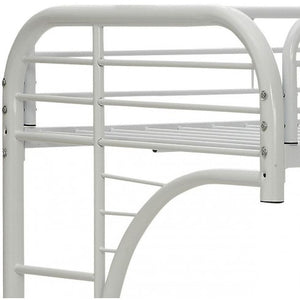 Homeroots White Twin Xl Over Queen Futon Bunk Bed  Steel 403928