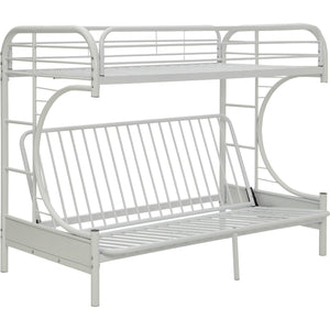 Homeroots White Twin Xl Over Queen Futon Bunk Bed  Steel 403928