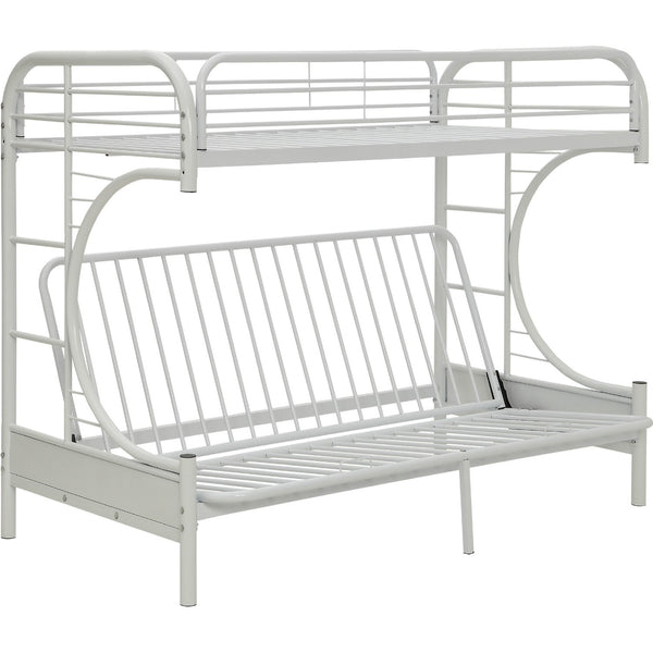 Homeroots White Twin Xl Over Queen Futon Bunk Bed  Steel 403928