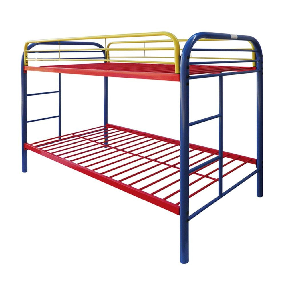 Homeroots Colorful Twin Over Twin Bunk Bed  Steel 403929