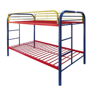 Homeroots Colorful Twin Over Twin Bunk Bed  Steel 403929