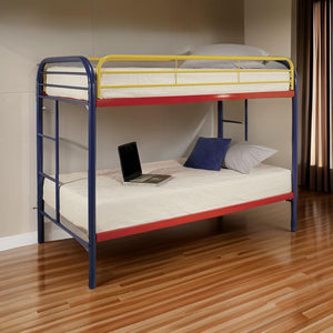 Homeroots Colorful Twin Over Twin Bunk Bed  Steel 403929