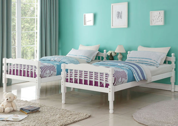 Homeroots White Twin Over Twin Classic Bunk Bed  Manufactured Wood And Solid Wood 403930