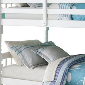 Homeroots White Twin Over Twin Classic Bunk Bed  Manufactured Wood And Solid Wood 403930