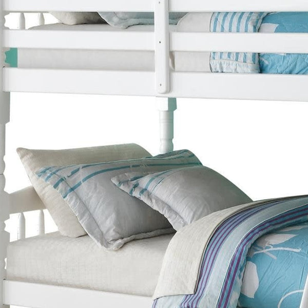 Homeroots White Twin Over Twin Classic Bunk Bed  Manufactured Wood And Solid Wood 403930