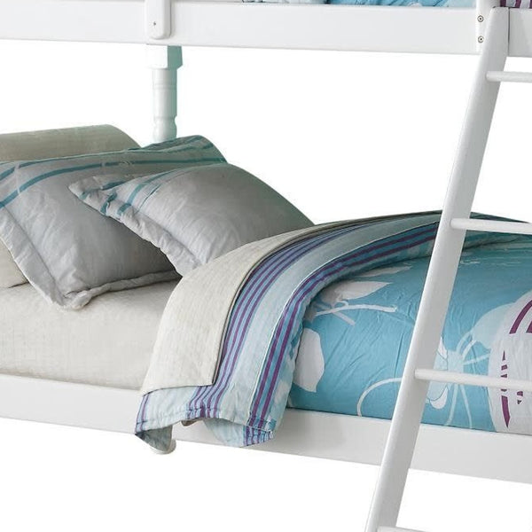 Homeroots White Twin Over Twin Classic Bunk Bed  Manufactured Wood And Solid Wood 403930