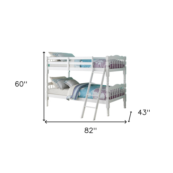 Homeroots White Twin Over Twin Classic Bunk Bed  Manufactured Wood And Solid Wood 403930