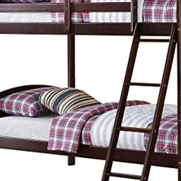 Homeroots Brown Twin Over Twin Classic Bunk Bed  Manufactured Wood And Solid Wood 403931
