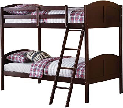 Homeroots Brown Twin Over Twin Classic Bunk Bed  Manufactured Wood And Solid Wood 403931