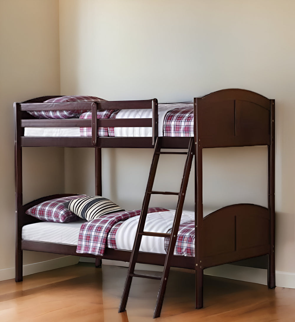Homeroots Brown Twin Over Twin Classic Bunk Bed  Manufactured Wood And Solid Wood 403931