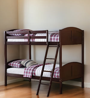 Homeroots Brown Twin Over Twin Classic Bunk Bed  Manufactured Wood And Solid Wood 403931