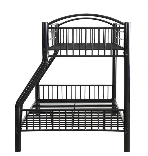 Homeroots Black Traditional Twin Over Full Bunk Bed  Steel 403932