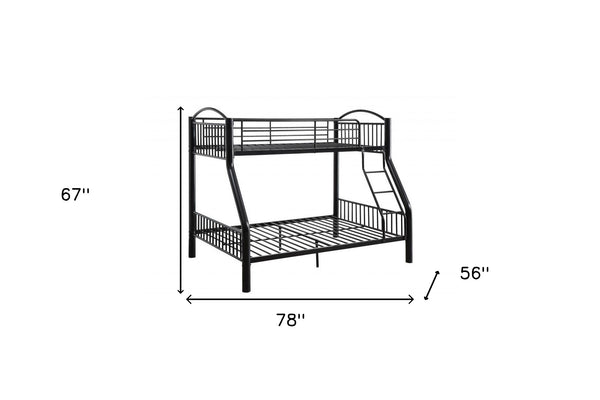 Homeroots Black Traditional Twin Over Full Bunk Bed  Steel 403932