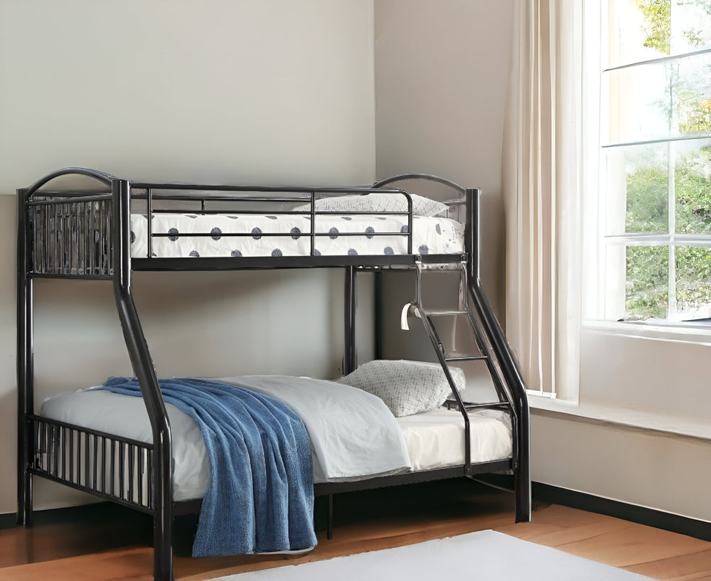 Homeroots Black Traditional Twin Over Full Bunk Bed  Steel 403932