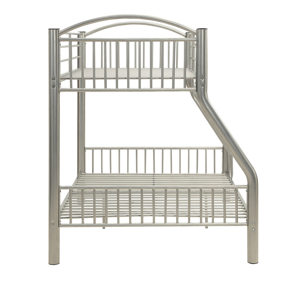 Homeroots Silver Traditional Twin Over Full Bunk Bed  Steel 403933