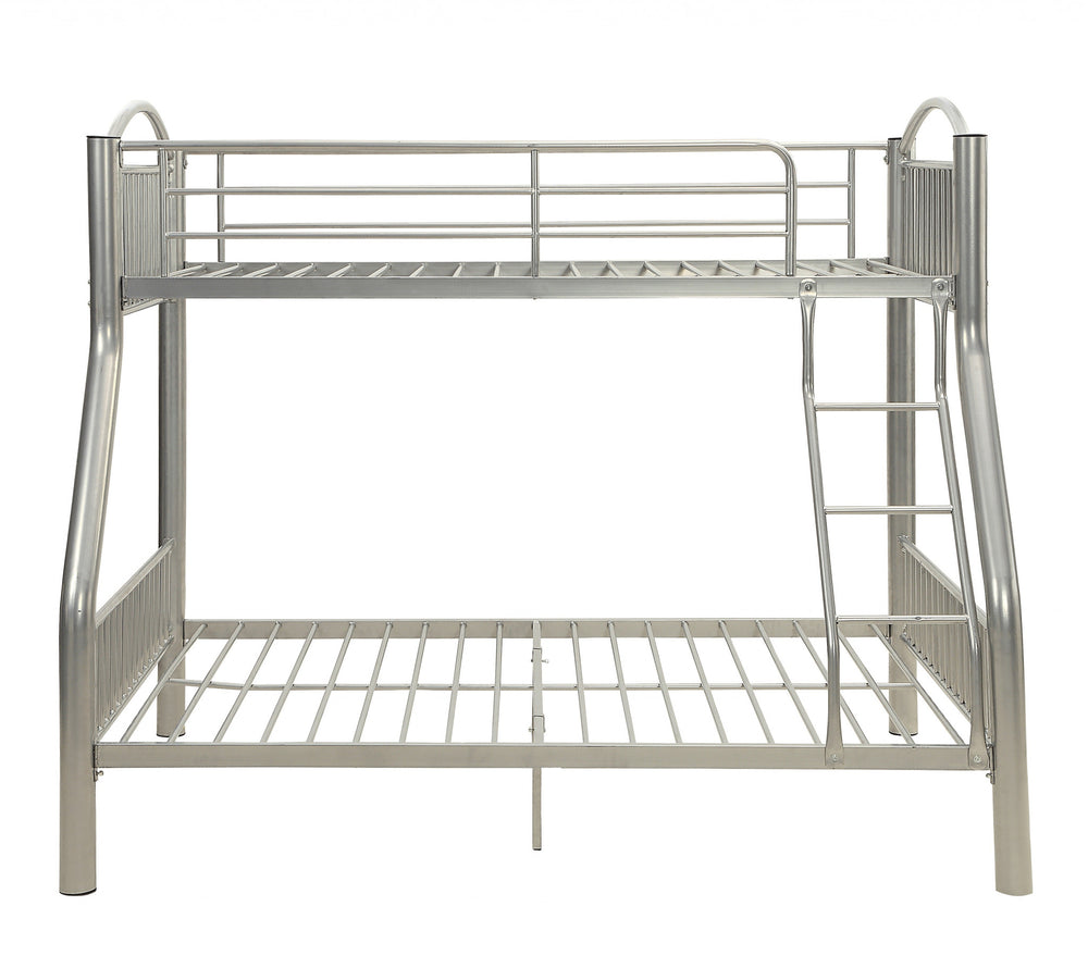 Homeroots Silver Traditional Twin Over Full Bunk Bed  Steel 403933