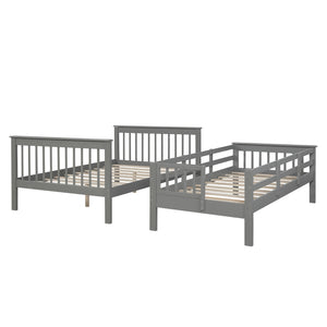 Homeroots Gray Twin Over Full Contemporary Bunk Bed With Stairs And Shelves  Manufactured Wood And Solid Wood 403935