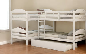 Homeroots White Twin Contemporary Manufactured Wood And Solid Wood Bunk Bed  Manufactured Wood And Solid Wood 403938