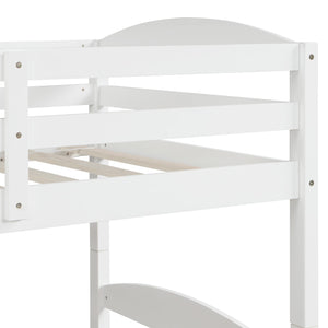 Homeroots White Twin Contemporary Manufactured Wood And Solid Wood Bunk Bed  Manufactured Wood And Solid Wood 403938