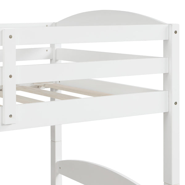 Homeroots White Twin Contemporary Manufactured Wood And Solid Wood Bunk Bed  Manufactured Wood And Solid Wood 403938