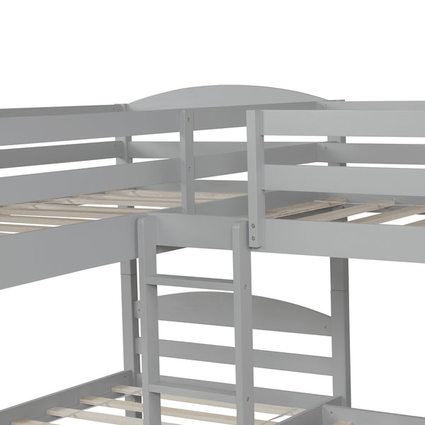 Homeroots Gray Twin Contemporary Manufactured Wood And Solid Wood Bunk Bed  Manufactured Wood And Solid Wood 403939