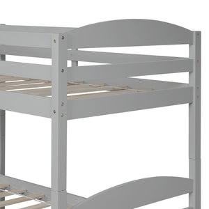 Homeroots Gray Twin Contemporary Manufactured Wood And Solid Wood Bunk Bed  Manufactured Wood And Solid Wood 403939