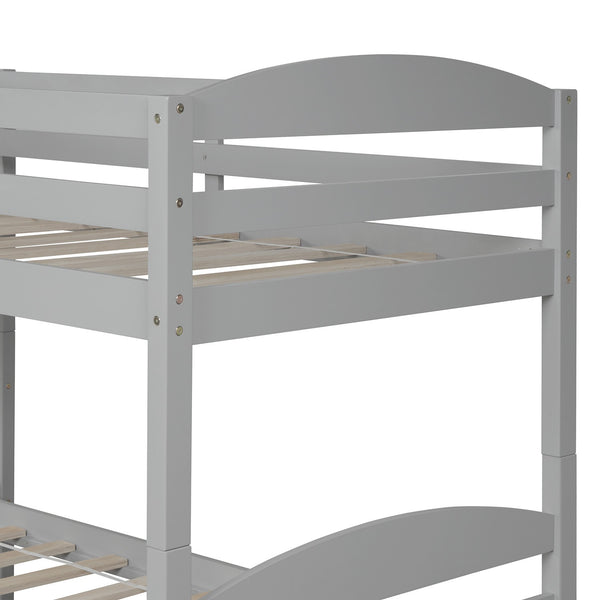 Homeroots Gray Twin Contemporary Manufactured Wood And Solid Wood Bunk Bed  Manufactured Wood And Solid Wood 403939