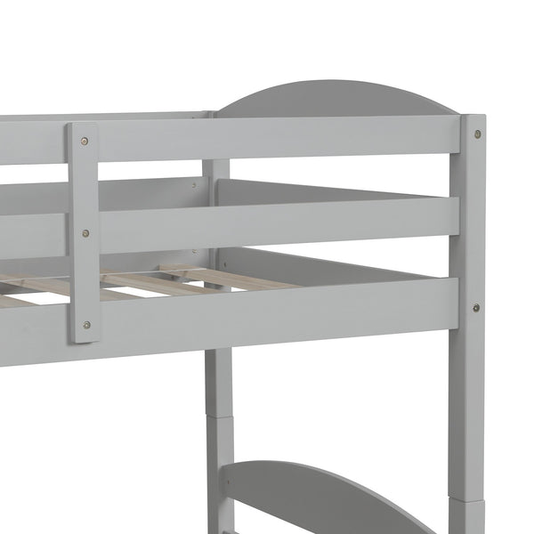 Homeroots Gray Twin Contemporary Manufactured Wood And Solid Wood Bunk Bed  Manufactured Wood And Solid Wood 403939