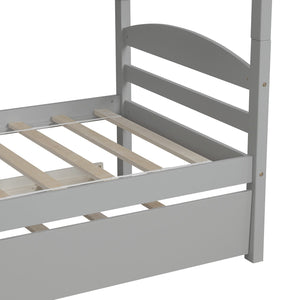 Homeroots Gray Twin Contemporary Manufactured Wood And Solid Wood Bunk Bed  Manufactured Wood And Solid Wood 403939