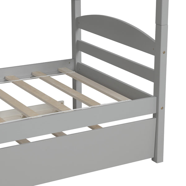 Homeroots Gray Twin Contemporary Manufactured Wood And Solid Wood Bunk Bed  Manufactured Wood And Solid Wood 403939