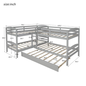 Homeroots Gray Twin Contemporary Manufactured Wood And Solid Wood Bunk Bed  Manufactured Wood And Solid Wood 403939