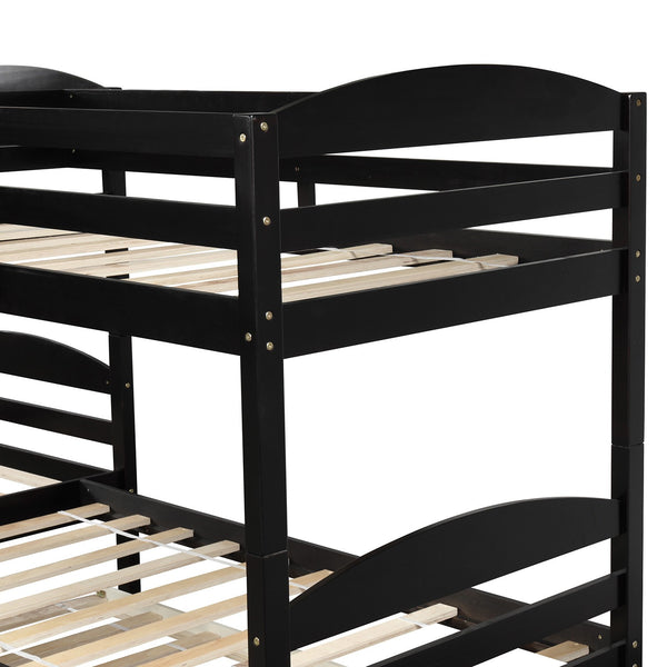Homeroots Espresso Twin Contemporary Manufactured Wood And Solid Wood Bunk Bed  Manufactured Wood And Solid Wood 403940