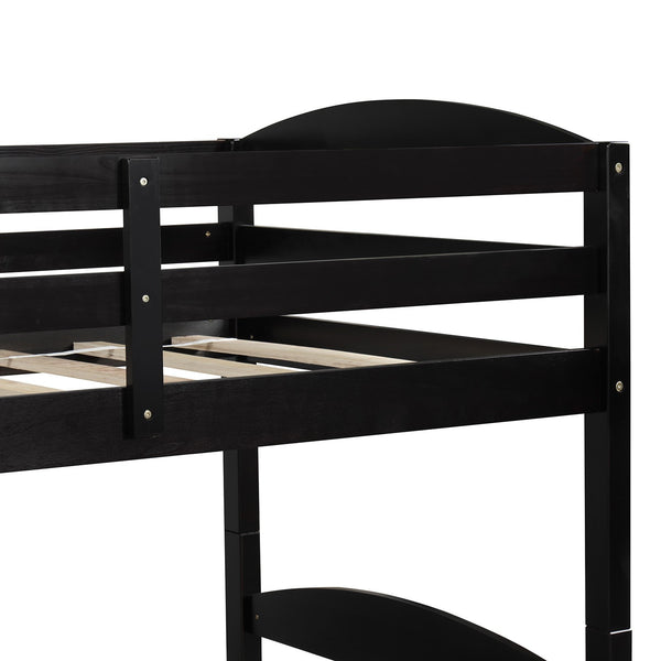 Homeroots Espresso Twin Contemporary Manufactured Wood And Solid Wood Bunk Bed  Manufactured Wood And Solid Wood 403940