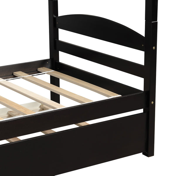 Homeroots Espresso Twin Contemporary Manufactured Wood And Solid Wood Bunk Bed  Manufactured Wood And Solid Wood 403940