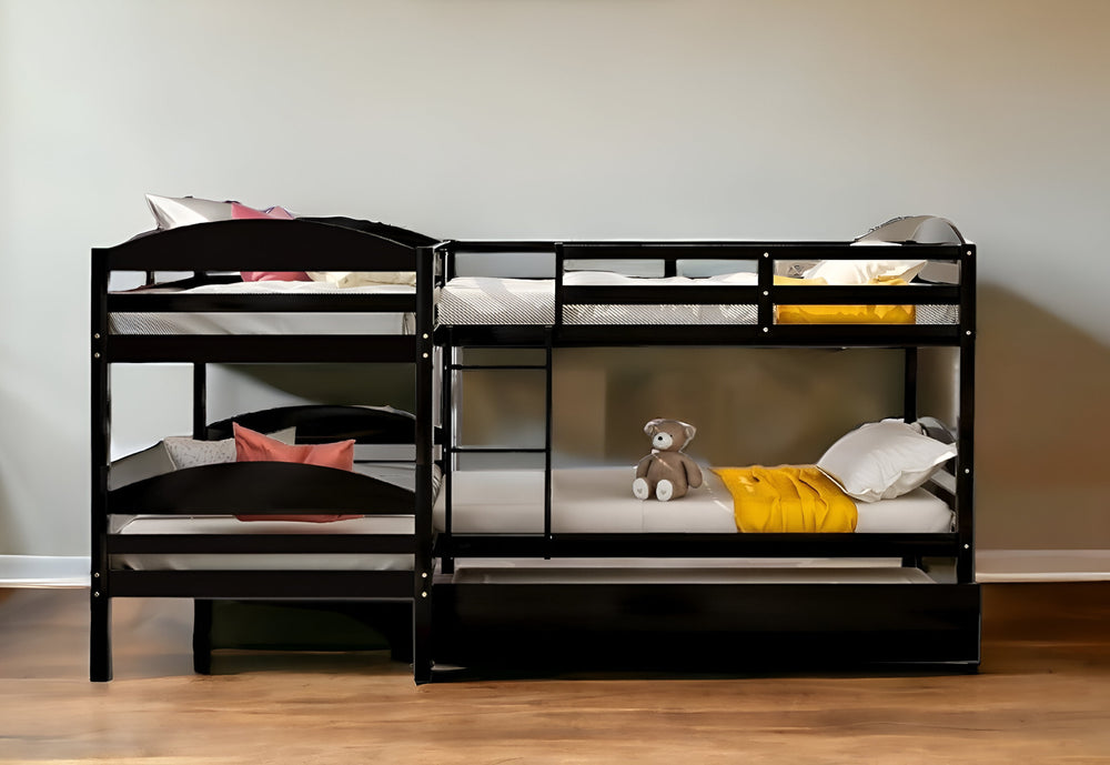 Homeroots Espresso Twin Contemporary Manufactured Wood And Solid Wood Bunk Bed  Manufactured Wood And Solid Wood 403940