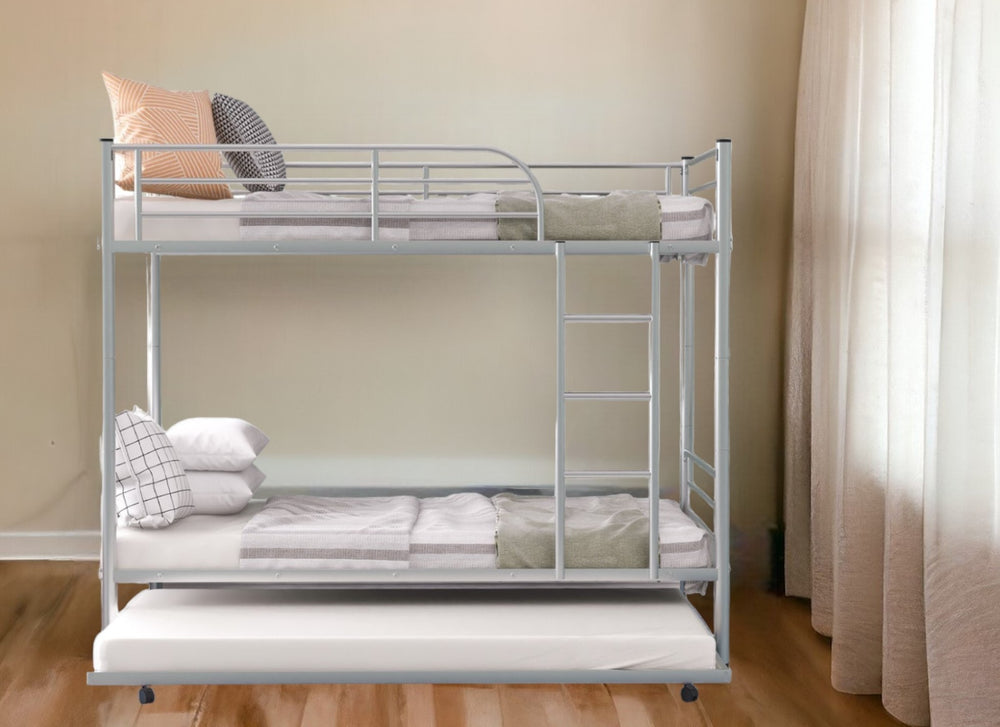 Homeroots Silver Twin Over Twin Traditional Steel Bunk Bed  Steel 403941