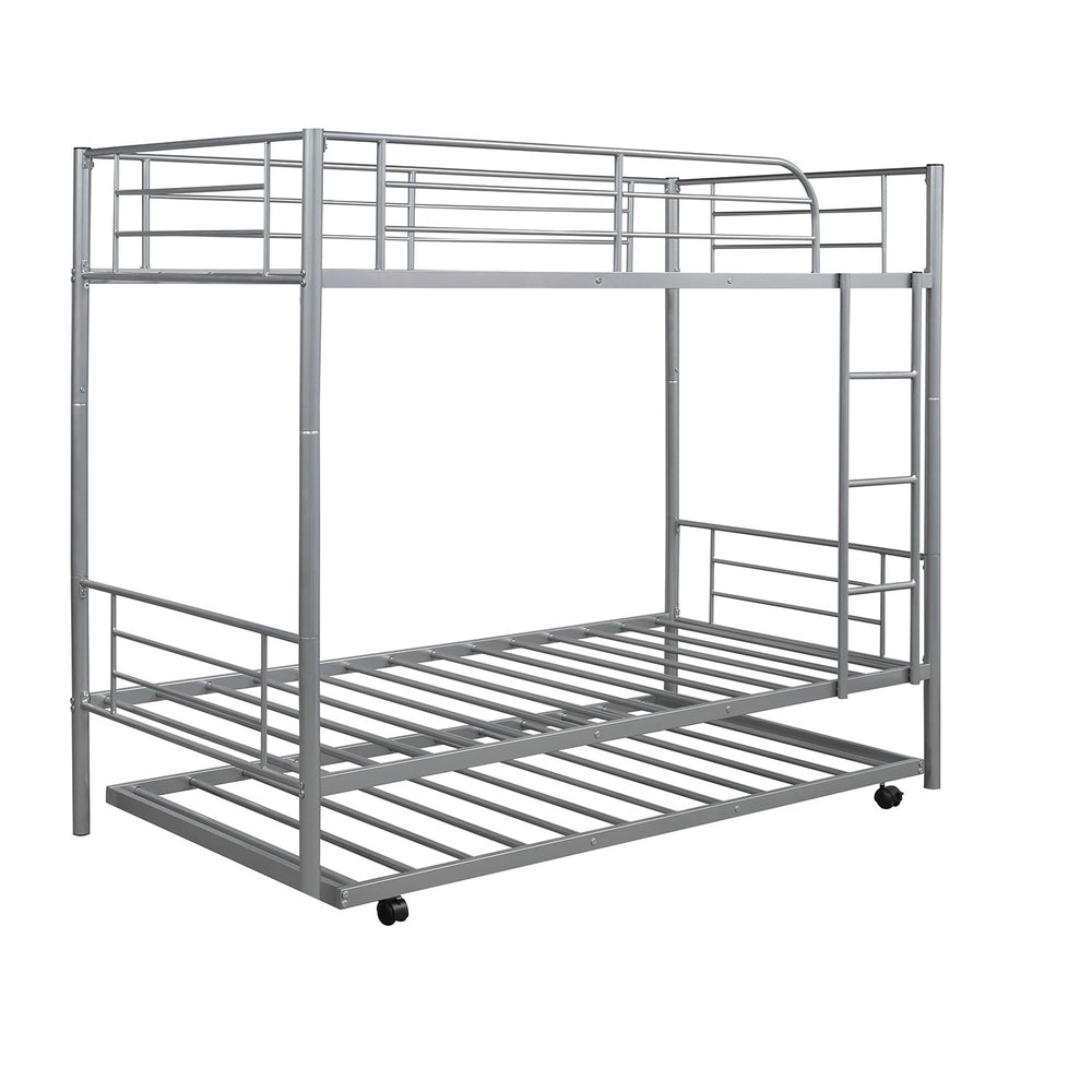 Homeroots Silver Twin Over Twin Traditional Steel Bunk Bed  Steel 403941