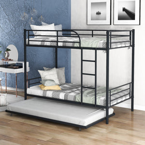 Homeroots Black Twin Over Twin Traditional Steel Bunk Bed  Steel 403942