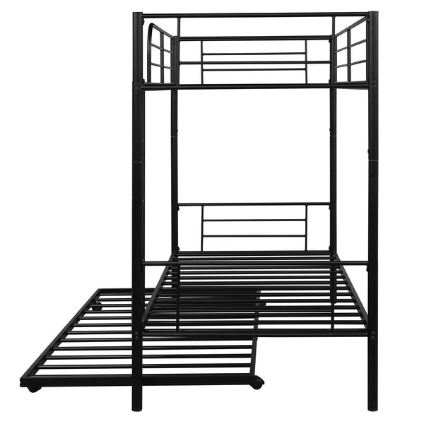 Homeroots Black Twin Over Twin Traditional Steel Bunk Bed  Steel 403942