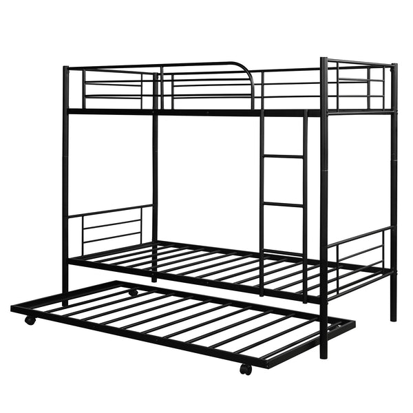 Homeroots Black Twin Over Twin Traditional Steel Bunk Bed  Steel 403942