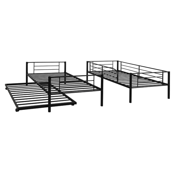 Homeroots Black Twin Over Twin Traditional Steel Bunk Bed  Steel 403942