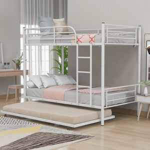 Homeroots White Twin Over Twin Traditional Steel Bunk Bed  Steel 403943