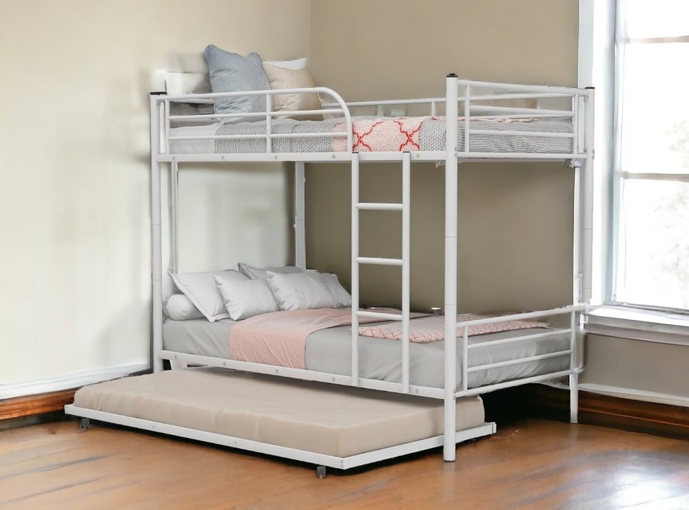 Homeroots White Twin Over Twin Traditional Steel Bunk Bed  Steel 403943