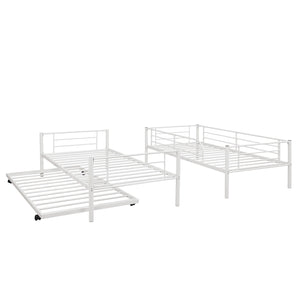 Homeroots White Twin Over Twin Traditional Steel Bunk Bed  Steel 403943