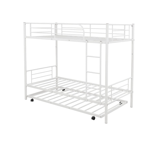 Homeroots White Twin Over Twin Traditional Steel Bunk Bed  Steel 403943