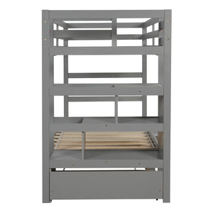 Homeroots Gray Twin Over Twin Contemporary Bunk Bed With Stairs  Manufactured Wood And Solid Wood 403944