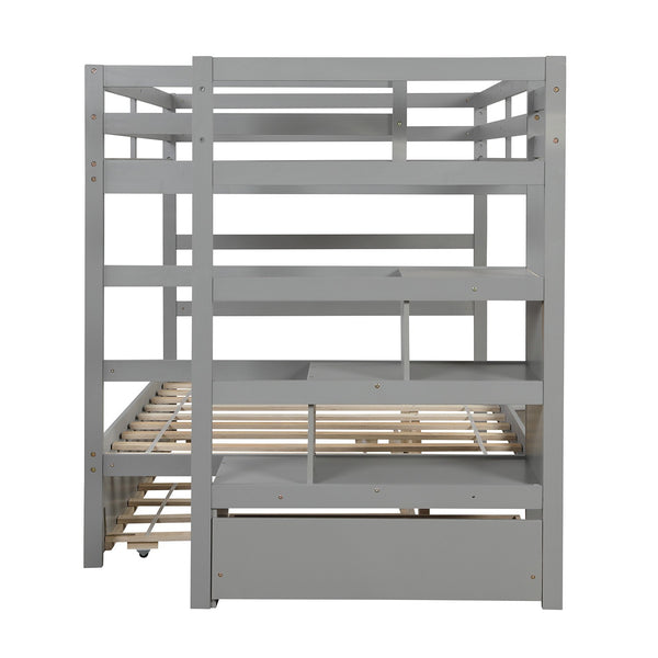 Homeroots Gray Full Over Full Contemporary Bunk Bed With Stairs  Manufactured Wood And Solid Wood 403946