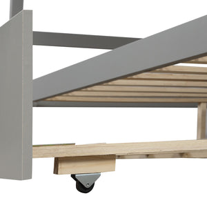 Homeroots Gray Full Over Full Contemporary Bunk Bed With Stairs  Manufactured Wood And Solid Wood 403946