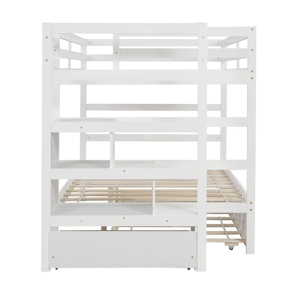 Homeroots White Full Over Full Contemporary Bunk Bed With Stairs  Manufactured Wood And Solid Wood 403947