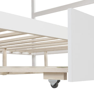 Homeroots White Full Over Full Contemporary Bunk Bed With Stairs  Manufactured Wood And Solid Wood 403947